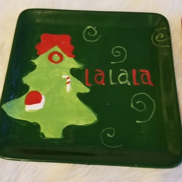 Christmas Candy Tray Set of 2 Ceramic New - Picture 3 of 5